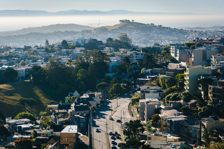 早上从坦克山公园，在 San Francisco，加利福尼亚州