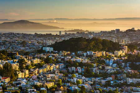 早上从双峰，San Francisco，加利福尼亚州