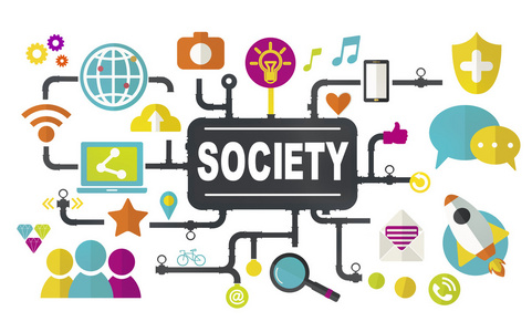 社会和社会媒体联系概念