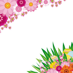 花卉背景与复活节彩蛋