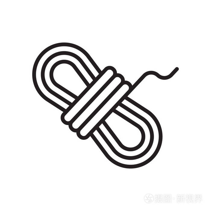 绳子图标矢量符号和符号在白色背景下被隔离绳索标志概念