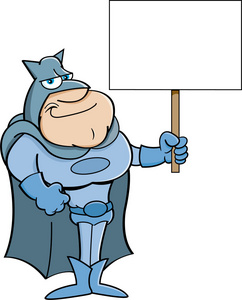 举着牌子的漫画超级英雄照片