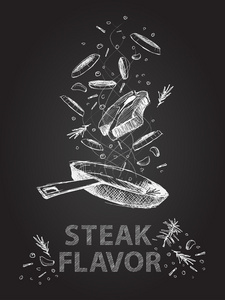 黑板插图黑板上的牛排味道报价插图照片
