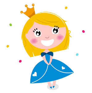 可爱小卡通公主白色上孤立照片