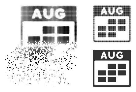 失真丝半色调8月日历网格图标