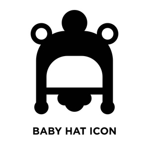 婴儿帽图标矢量孤立的白色背景, 标志概念的婴儿帽标志在透明的背景, 充满黑色符号