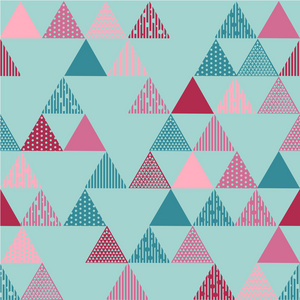 粉色和蓝色纹理的三角模式
