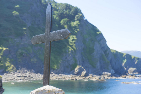 十字架, 圣胡安 Gaztelugatxe 海岛看法, 巴斯克国家, 历史海岛与教堂在北部西班牙