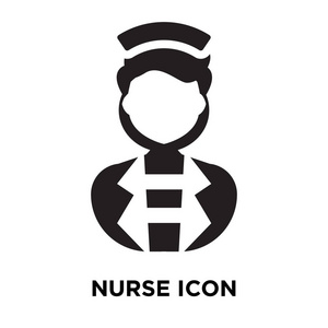 护士图标矢量隔离在白色背景, 标志概念的护士标志在透明的背景, 充满黑色符号