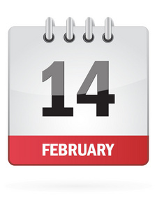 在 2 月，是在白色背景上的日历图标中的第十四次