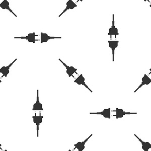 电线插头和插座图标在白色背景上无缝图案。平面设计。矢量插图