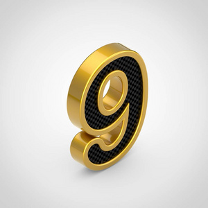 金黄字体金黄数字9与黑碳纤维面孔纹理.