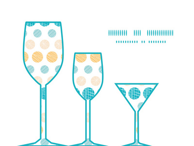 矢量纹理圆圈条纹抽象三个酒杯轮廓模式框架