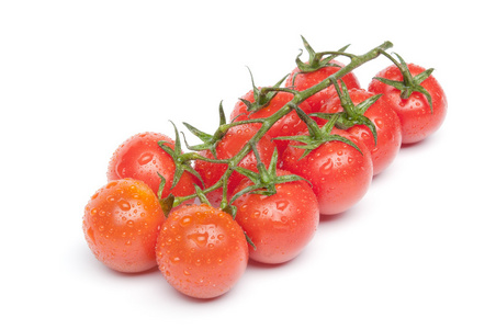 樱桃西红柿上水滴的分支