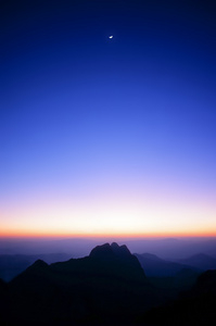 黄昏日落之后 Chiangdao 山上的天空