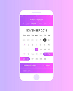矢量日历应用程序 Ui 概念