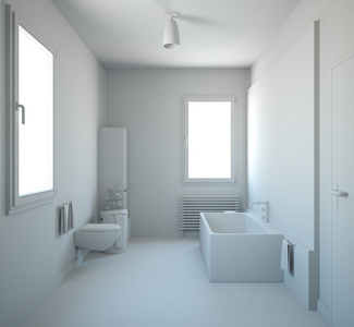 3d 室内渲染的浴室家具