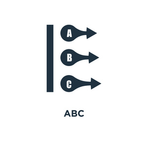 Abc 图标。黑色填充矢量图。在白色背景上的 Abc 符号。可用于网络和移动
