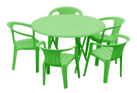 塑料桌和椅子绿色