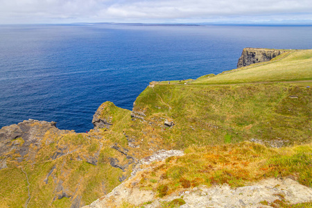 莫赫尔杜林克莱尔爱尔兰的悬崖上的植被和岩石