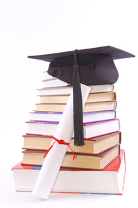 学生帽 文凭和书籍