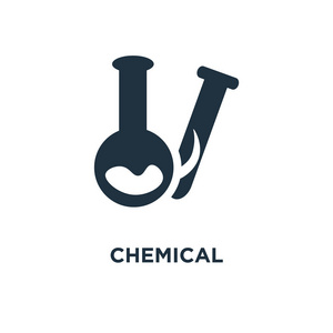 化学图标。黑色填充矢量图。白色背景上的化学符号。可用于网络和移动