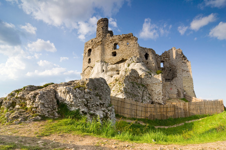 在波兰的中世纪城堡 mirow 的废墟