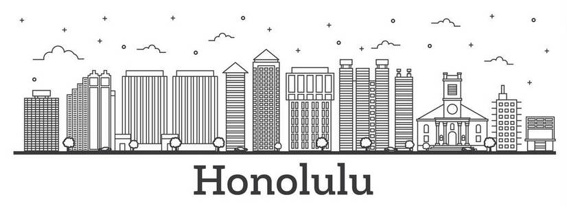 檀香山夏威夷城市天际线，现代建筑伊索拉