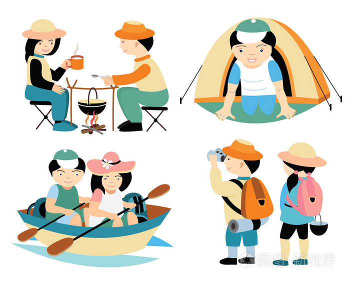 游客旅游(矢量插图集)