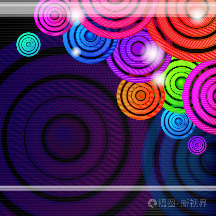 黑色背景,矢量设计上彩环插画-正版商用图片0ayy11-摄图新视界