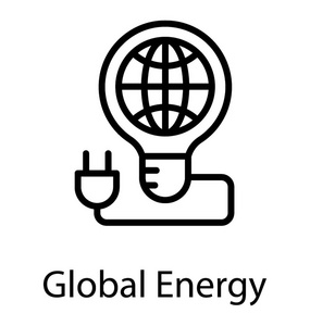 全球能源的灯泡上的地球仪图标图片