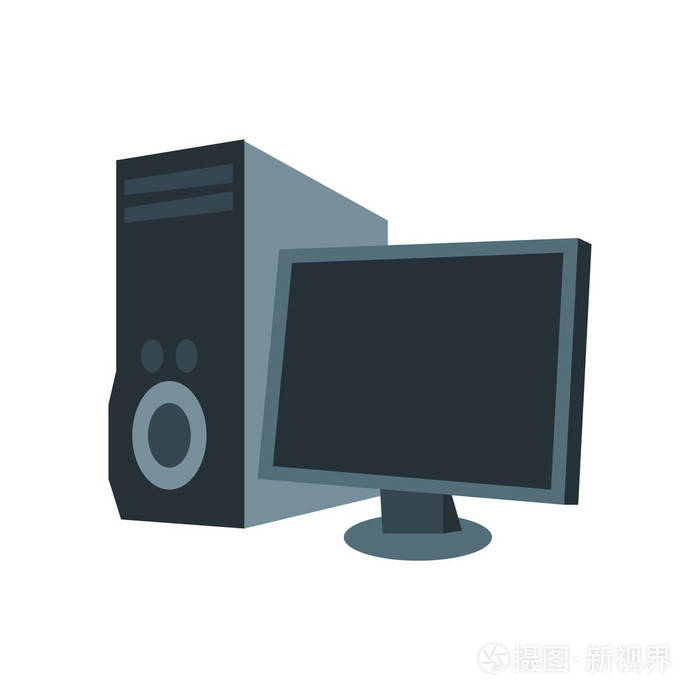 计算机图标矢量隔离在白色背景, 计算机透明符号