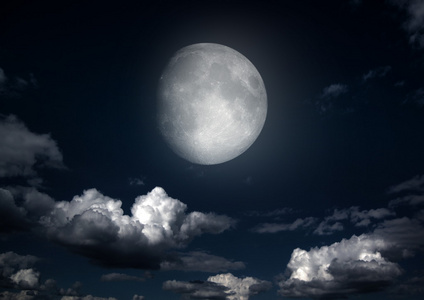 月亮在夜空中照片