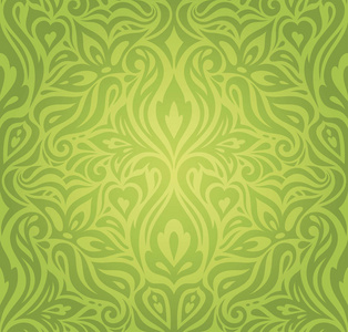 绿色花卉复古壁纸矢量装饰复古设计背景