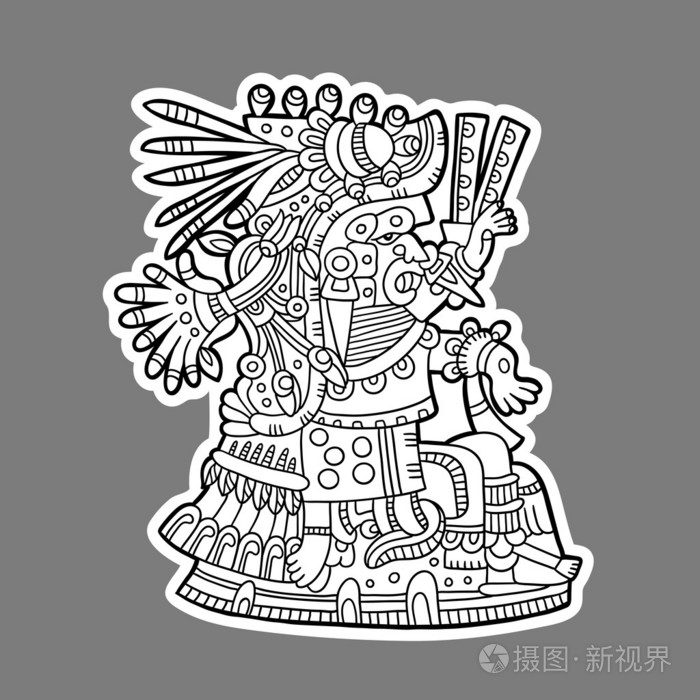 黑色和白色图形图像的玛雅人.玛雅人的设计.玛雅设计元素