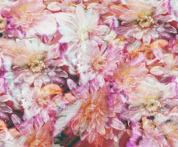 花香 grunge 染色和条纹彩色背景与程式化的菊花