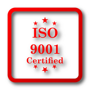 Iso9001 图标。白色背景上的互联网按钮