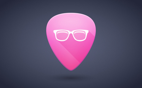 粉红色的吉他挑选与眼镜图标