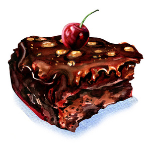 块与樱桃巧克力蛋糕
