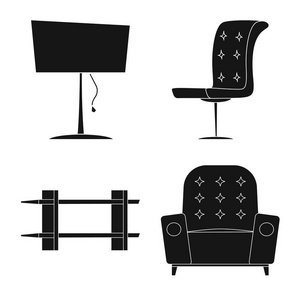 家具和公寓标志的矢量设计。家具和家庭股票矢量图的收集