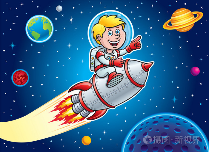 爆破通过外层空间火箭船上的孩子照片 正版商用图片0azyif 摄图新视界
