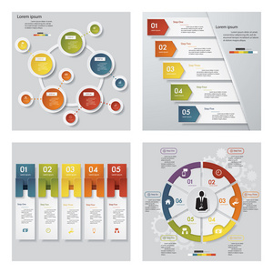 4 设计模板图形或网站布局的集合。矢量背景