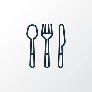 勺子叉图标线符号。时尚风格的优质分离餐具元素