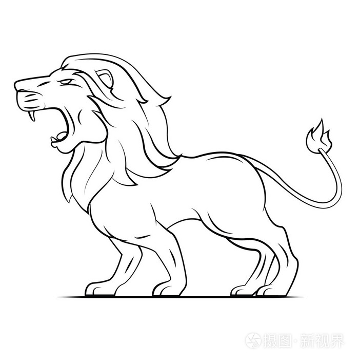 狮子发怒的简笔画图片