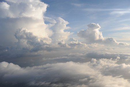 蓝蓝的天空，云的鸟瞰图