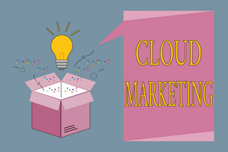 概念性手写显示云营销。商业照片展示一个组织的市场服务流程
