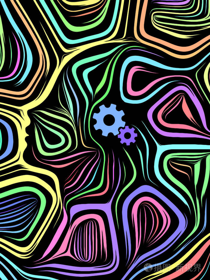 内几何系列人类灵魂内部戏剧艺术诗歌和灵性项目在传统木刻风格中呈现