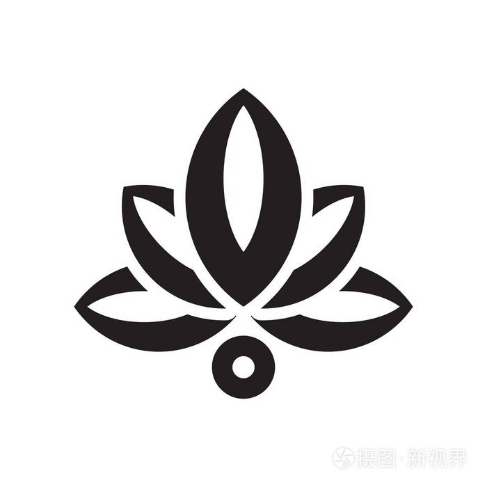 白色背景下的莲花图标矢量符号与符号分离