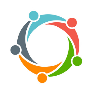 团队协作组的人们在满足徽标团队合作 3 组的人圈子隔行扫描庞德团队