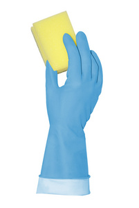 黄色手套搁置异形海绵图片